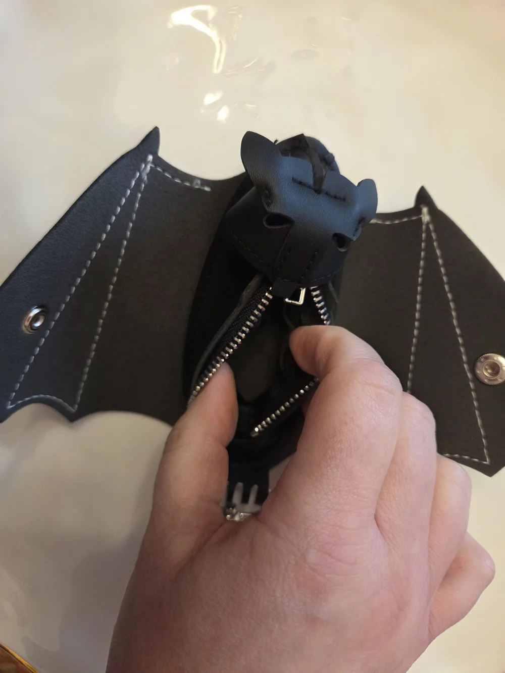 Black Bat Faux Leather Keychain/Bag Charm/Coin Purse